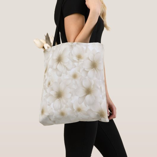 Ivoor Bloemen Abstract Tote Bag (Dichtbij)
