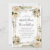 Ivoor Bloemen Boeket Elegant Bruiloft Uitnodiging (Voorkant)