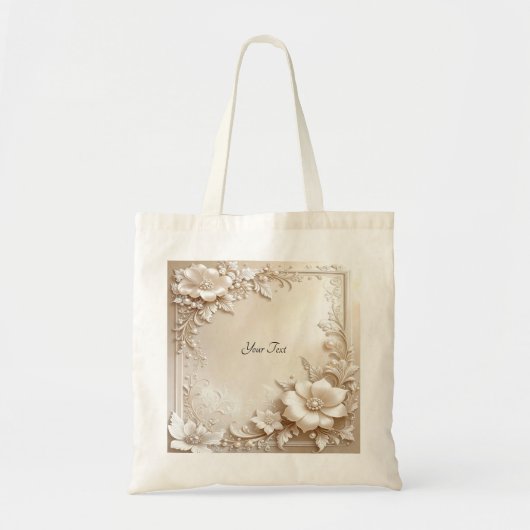 Ivoor Bloemen Boodschappentas Tote Bag (Voorkant)
