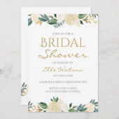 Ivoor Bloemen Bruids Douche Uitnodiging, bruiloft Kaart (Voorkant / Achterkant)