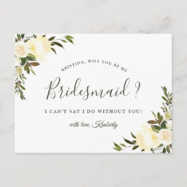 Ivoor Bloemen Bruidsmeisje Voorstel Postkaart Uitnodiging Briefkaart