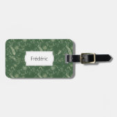 Ivoor bloemen doodles op groen bagagelabel (Voorkant horizontaal)