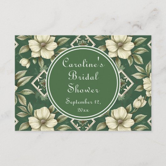 Ivoor Bloemen Groene Smaragd Bruids Recept Verzoek Informatiekaartje (Voorkant)