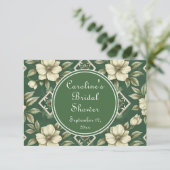 Ivoor Bloemen Groene Smaragd Bruids Recept Verzoek Informatiekaartje (Staand voorkant)