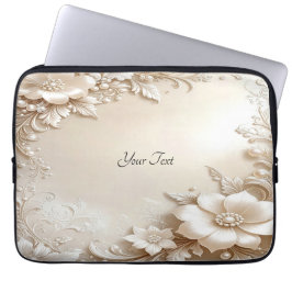 Ivoor Bloemen Laptop Hoes