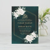 Ivoor Bloemen Lijst Groen Islamitisch Moslim Bruil Kaart (Staand voorkant)
