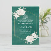 Ivoor Bloemen Lijst Groen Islamitisch Moslim Bruil Kaart (Staand voorkant)