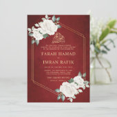 Ivoor Bloemen Lijst Rood Islamitisch Moslim Bruilo Kaart (Staand voorkant)