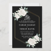 Ivoor Bloemen Lijst Zwart Islamitisch Moslim Bruil Kaart (Voorkant)