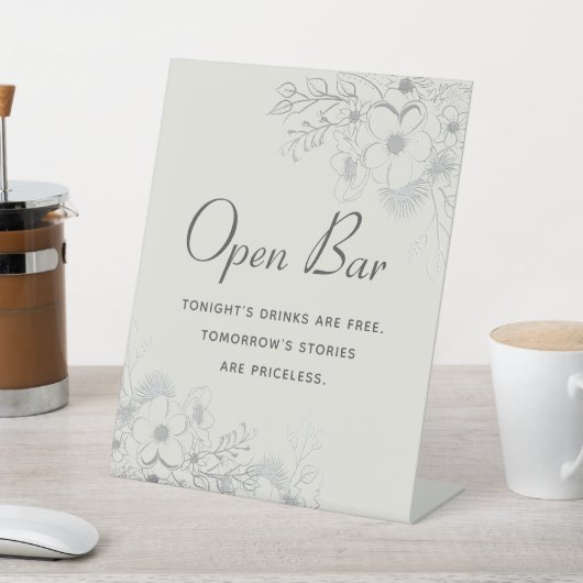 Ivoor Bloemen Open Bar Trouwvoetstuk Teken Reclamebord Met Voetstuk (Insitu)