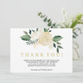 Ivoor Bloemen Rozen boeket bruiloft Dank u foto Bedankkaart (Staand voorkant)