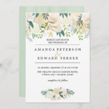 Ivoor Bloemen Rozen Groen bruiloft munt