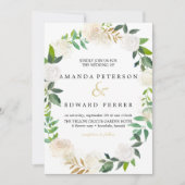 Ivoor Bloemen Rozen krans bruiloft blush roze Kaart (Voorkant)