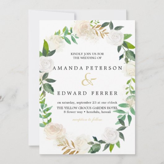 Ivoor Bloemen Rozen krans bruiloft blush roze Kaart (Voorkant)