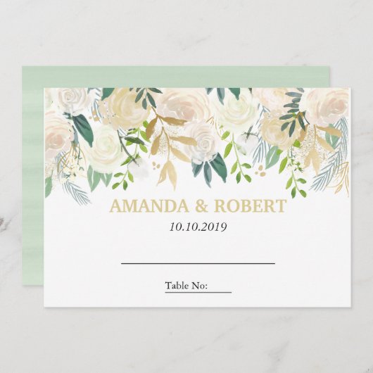 Ivoor Bloemen Rozen Trouwtafel Plaats MINT Kaart (Voorkant / Achterkant)