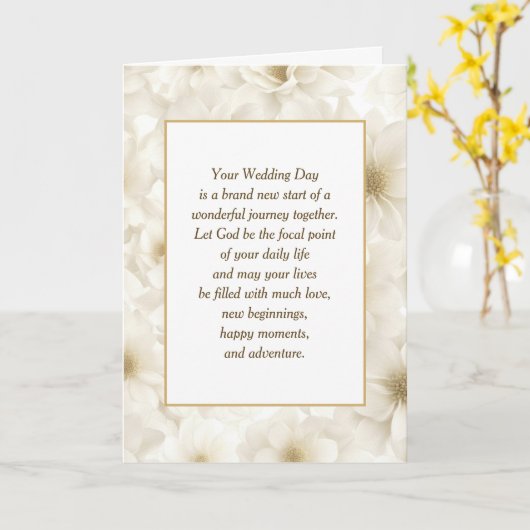 Ivoor Bloemen voor Bruiloft met Religieuze Tekst Kaart (Gele Bloem)