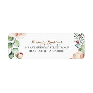 Ivoor Bloemen Waterverf Boeket Herfst Vintage Etiket