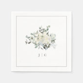 Ivoor Bloemen Waterverf Bruiloft Initialen Servet (Voorkant)