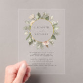 Ivoor Bloemen Waterverf Gouden Cirkel Huwelijk Acryl Uitnodigingen (Insitu (Draagbaar))