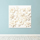 Ivoor bloemenborduurwerk canvas afdruk (Insitu (Houten vloer))