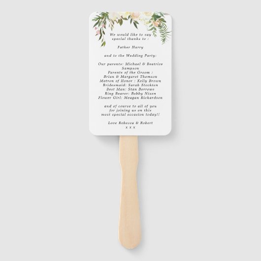 Ivoor bloemengroen bruiloft programma fans handwaaier (Achterkant)