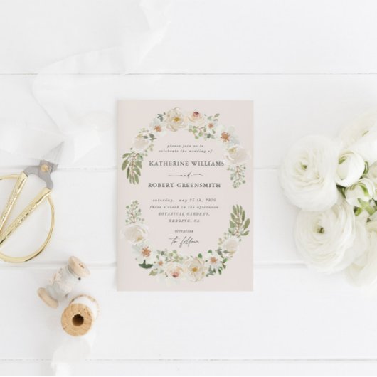 Ivoor bloementuin Elegante bruiloft uitnodiging