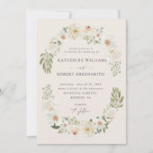 Ivoor bloementuin Elegante bruiloft uitnodiging (Voorkant)
