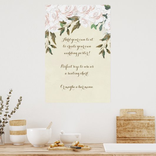 Ivoor bloemstuk aangepaste trouwposter poster (Keuken)