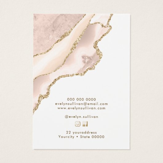 Ivoor blush agaat ketting display kaart (Achterkant)