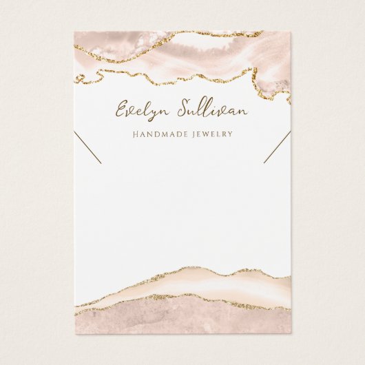 Ivoor blush agaat ketting display kaart (Voorkant)