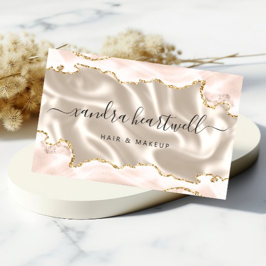 Ivoor Blush Agate Goud Glitter Luxe Visitekaartje