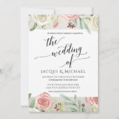 Ivoor Blush Bloemen Bruiloft Rozen Houten Plank Kaart (Voorkant)