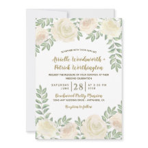 Ivoor Blush Champagne Bloemen Bruiloft Uitnodiging