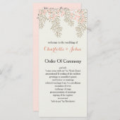 Ivoor Blush Gold Bloemen Trouwprogramma's Programmakaart (Voorkant / Achterkant)