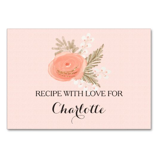 Ivoor Blush Gold Floral vrijgezellenfeest Recept K Kaart (Voorkant)