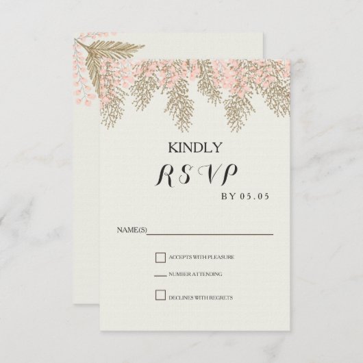 Ivoor blush gouden bruiloft RSVP kaarten (Voorkant / Achterkant)