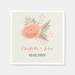 ivoor blush gouden florale bruiloft napkin servetten