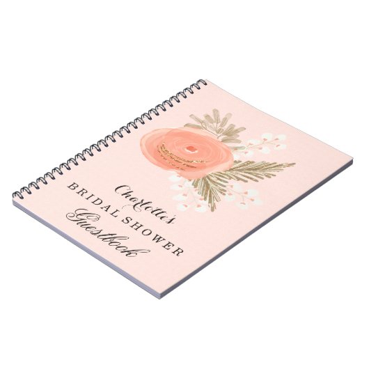 Ivoor blush gouden vrijgezellenfeest gastenboek notitieboek (Linkerzijde)