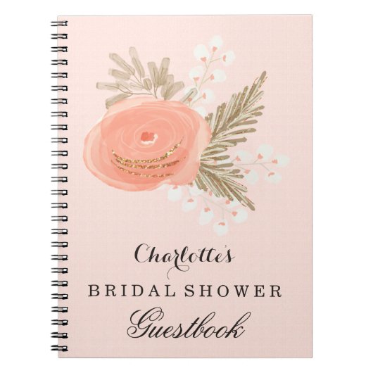 Ivoor blush gouden vrijgezellenfeest gastenboek notitieboek (Voorkant)