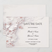 Ivoor Blush Pink Floral Sla de datum op Save The Date (Voorkant / Achterkant)