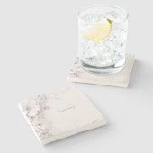 Ivoor Blush Pink Floral Stone Onderzetter (Zijkant)