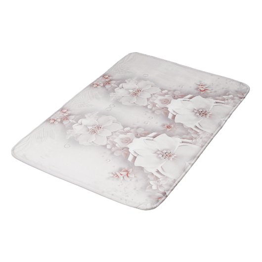 Ivoor Blush Roze Bloemen Badmat (Gekanteld)