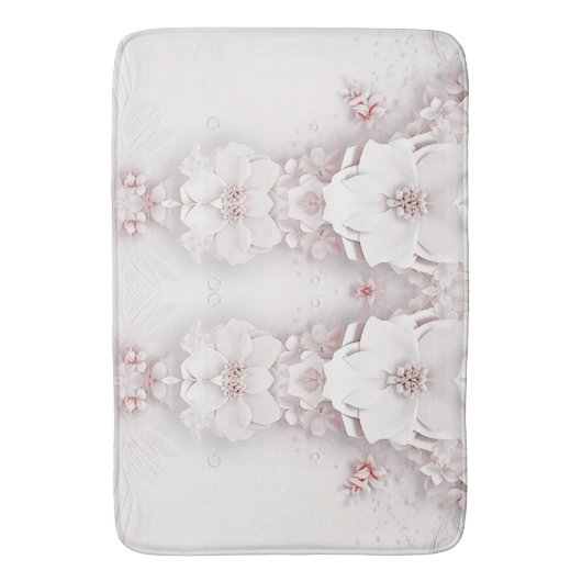 Ivoor Blush Roze Bloemen Badmat (Voorkant Verticaal)