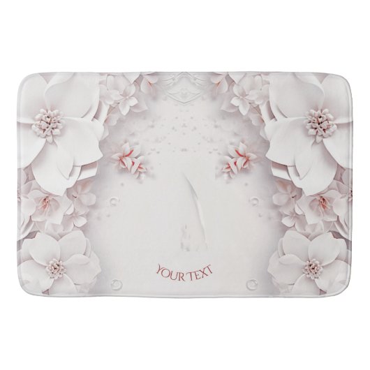 Ivoor Blush Roze Bloemen Badmat (Voorkant)
