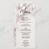 Ivoor Blush Roze Bloemen Bruiloft Menu (Voorkant / Achterkant)