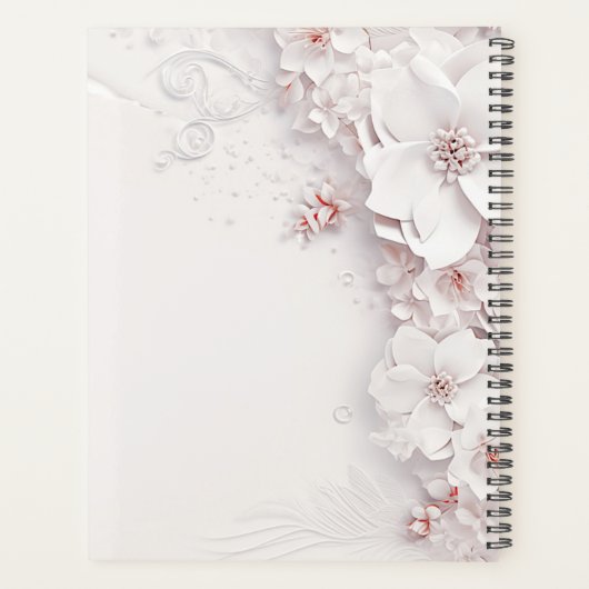 Ivoor Blush Roze Bloemen Bruiloft Planner (Achterkant)