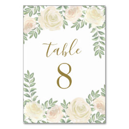 Ivoor Blush Roze Bloemen Bruiloft Tafel Aantal Kaa Kaart