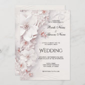 Ivoor Blush Roze Bloemen Bruiloft Uitnodiging (Voorkant / Achterkant)