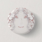 Ivoor Blush Roze Bloemen Button (Voorkant)