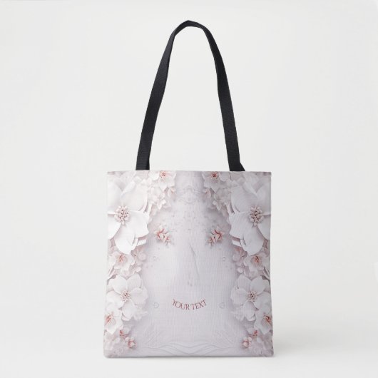 Ivoor Blush Roze Bloemen Canvas tas (Voorkant)